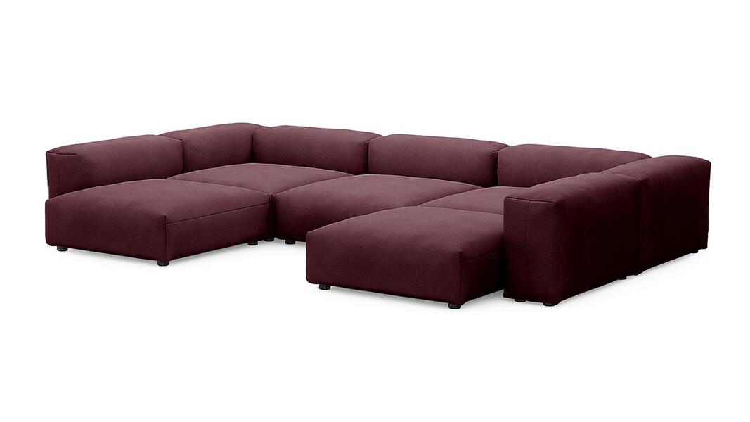 Диван Фиджи (П-образный) Velutto 15 378*242*62 см, Бордовый Велютто Нераскладной Фиеста