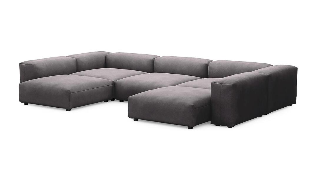 Диван Фиджи (П-образный) Velutto 19 378*242*62 см, Серый Велютто Нераскладной Фиеста