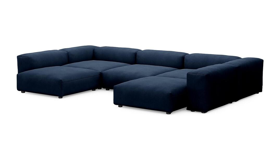 Диван Фиджи (П-образный) Velutto 54 378*242*62 см, Синий Велютто Нераскладной Фиеста