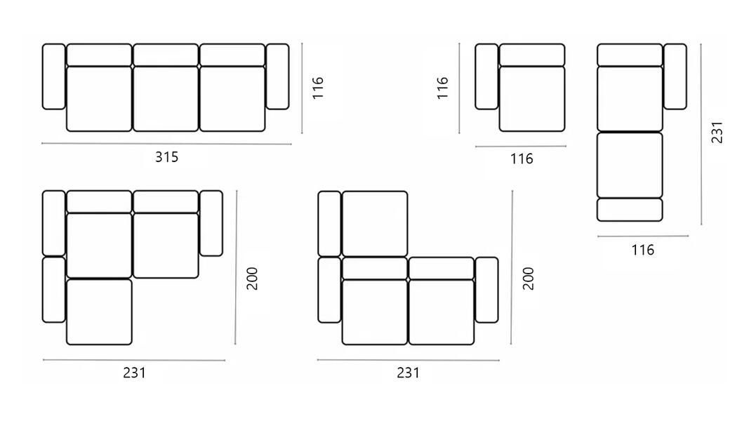 Диван Фиджи трехсекционный Velutto 02 315*116*62 см, Бежевый Велютто Нераскладной Фиеста