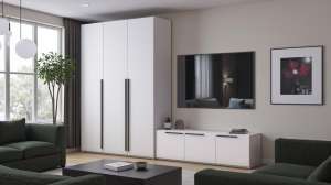 Гостиная Лорена Пакс-1 Белый Фасадный 0101 285*50*200 см, Белый   Фиеста