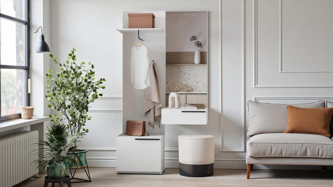 Прихожая Лорена Пакс-1 Белый Фасадный 0101 110*40*220 см, Белый   Фиеста