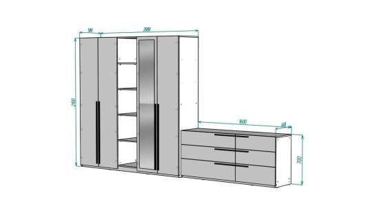 Спальня Лорена Пакс-1 Белый Фасадный 0101 360*50*210 см, Белый   Фиеста