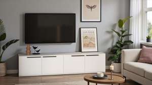 ТВ-тумба Лорена Пакс-1 Белый Фасадный 0101 220*43*37 см, Белый   Фиеста