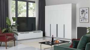 Гостиная Лорена Пакс-3 Белый Фасадный 0101 380*43*230 см, Белый   Фиеста