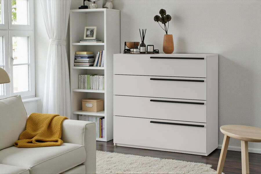 Комод Лорена Пакс-4 Белый Фасадный 0101 92*44*90 см, Белый   Фиеста