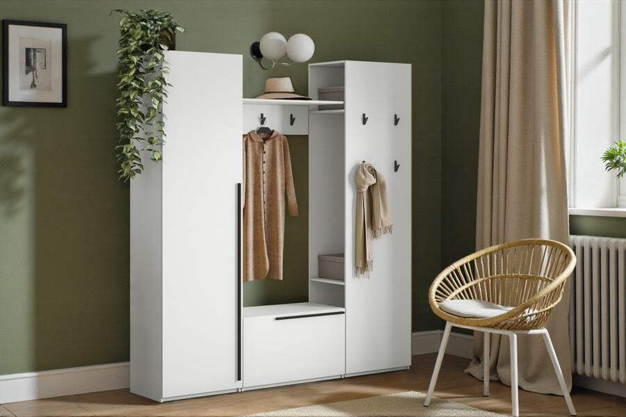 Прихожая Лорена Пакс-4 Белый Фасадный 0101 185*40*220 см, Белый   Фиеста