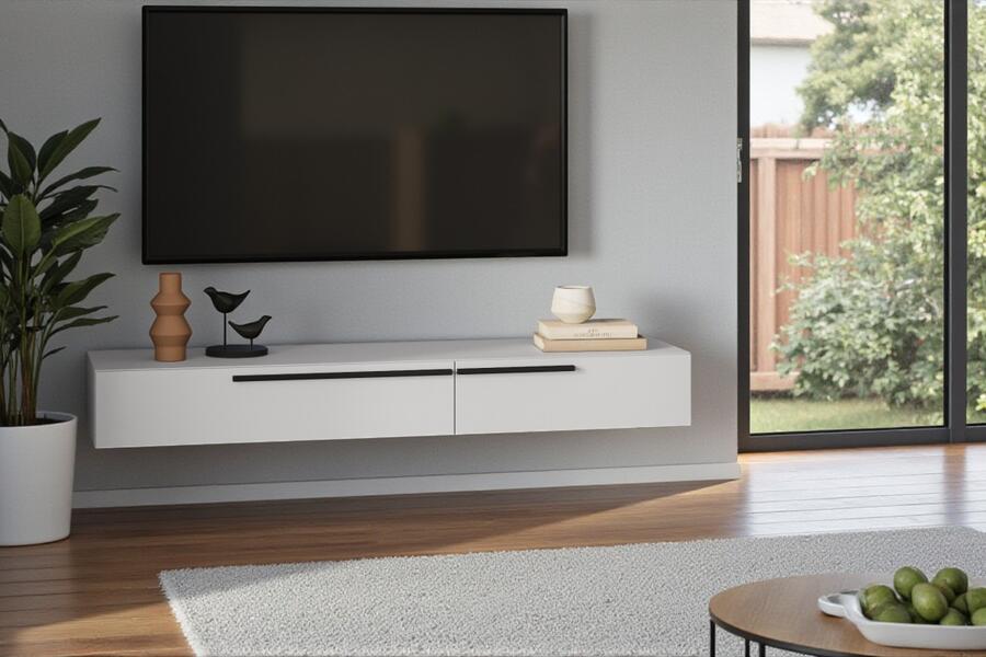 Подвесная ТВ-тумба Лорена Пакс-3 Белый Фасадный 0101 160*43*20 см, Белый   Фиеста
