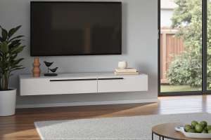 Подвесная ТВ-тумба Лорена Пакс-3 Белый Фасадный 0101 160*43*20 см, Белый   Фиеста