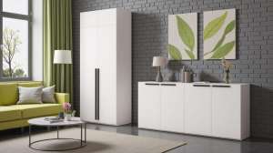 Гостиная Лорена Пакс-2 Белый Фасадный 0101 300*44*230 см, Белый   Фиеста