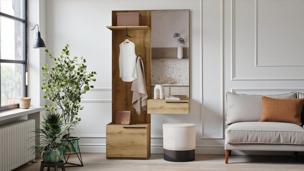 Прихожая Лорена Пакс-1 Дуб Золотистый U1148 110*40*220 см, Желтый   Фиеста