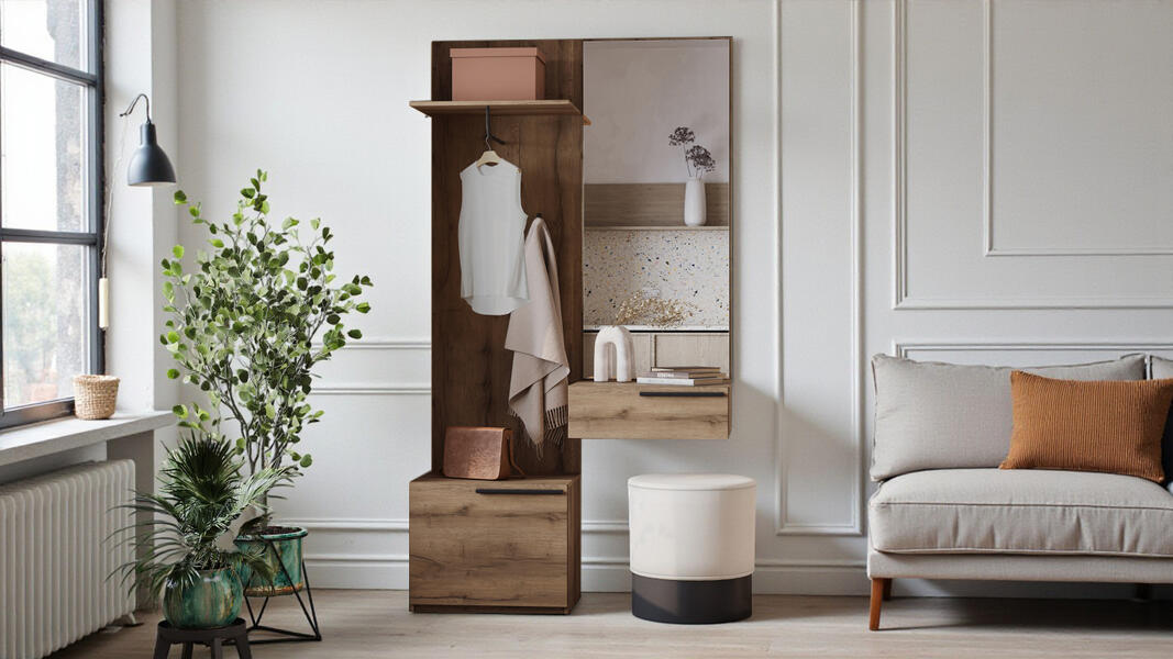 Прихожая Лорена Пакс-1 Дуб Табачный U1147 110*40*220 см, Коричневый   Фиеста