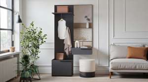 Прихожая Лорена Пакс-1 Серый Графит 162 PE 110*40*220 см, Серый   Фиеста