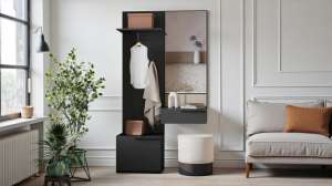 Прихожая Лорена Пакс-1 Черный 0190 PE 110*40*220 см, Черный   Фиеста