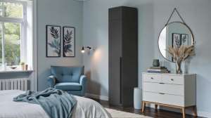 Распашной шкаф Лорена с антресолью Серый Графит 162 PE 50*40*230 см, Серый   Фиеста