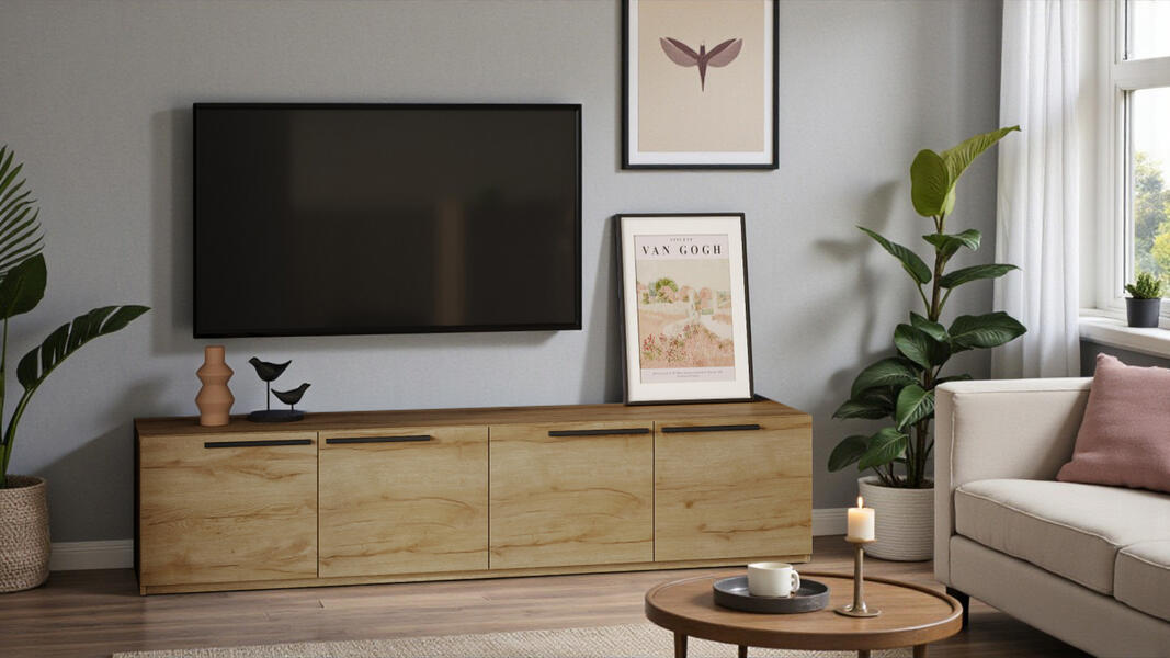 ТВ-тумба Лорена Пакс-1 Дуб Золотистый U1148 220*43*37 см, Желтый   Фиеста