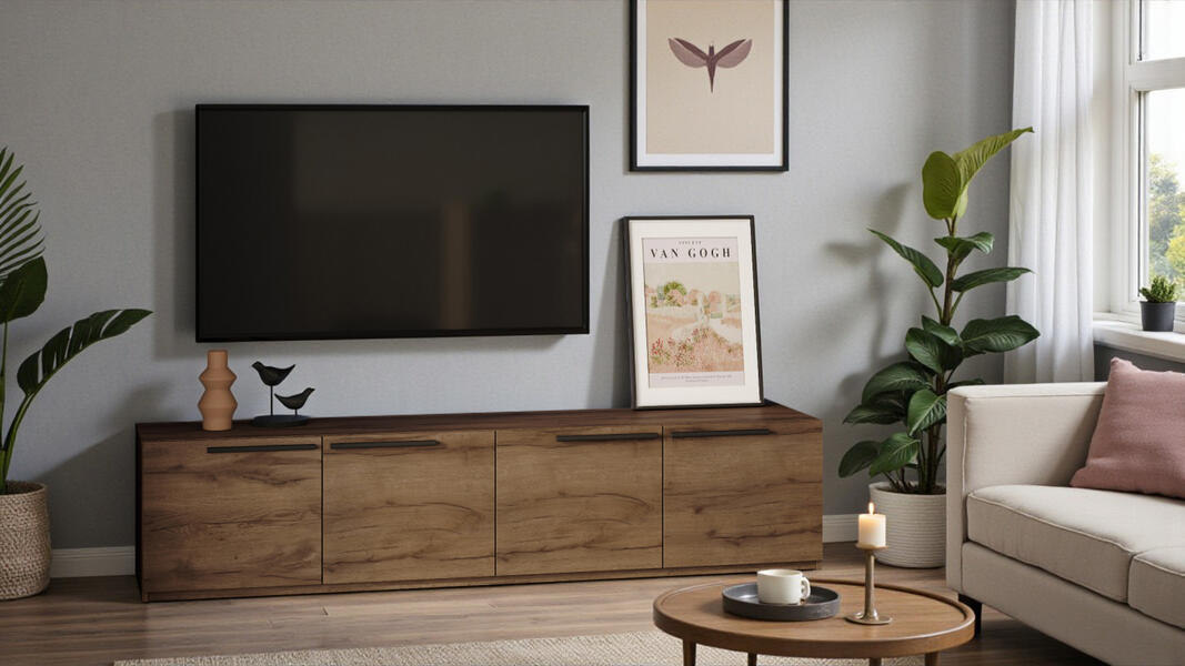 ТВ-тумба Лорена Пакс-1 Дуб Табачный U1147 220*43*37 см, Коричневый   Фиеста