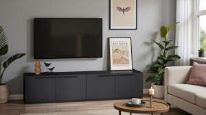 ТВ-тумба Лорена Пакс-1 Черный 0190 PE 220*43*37 см, Черный   Фиеста