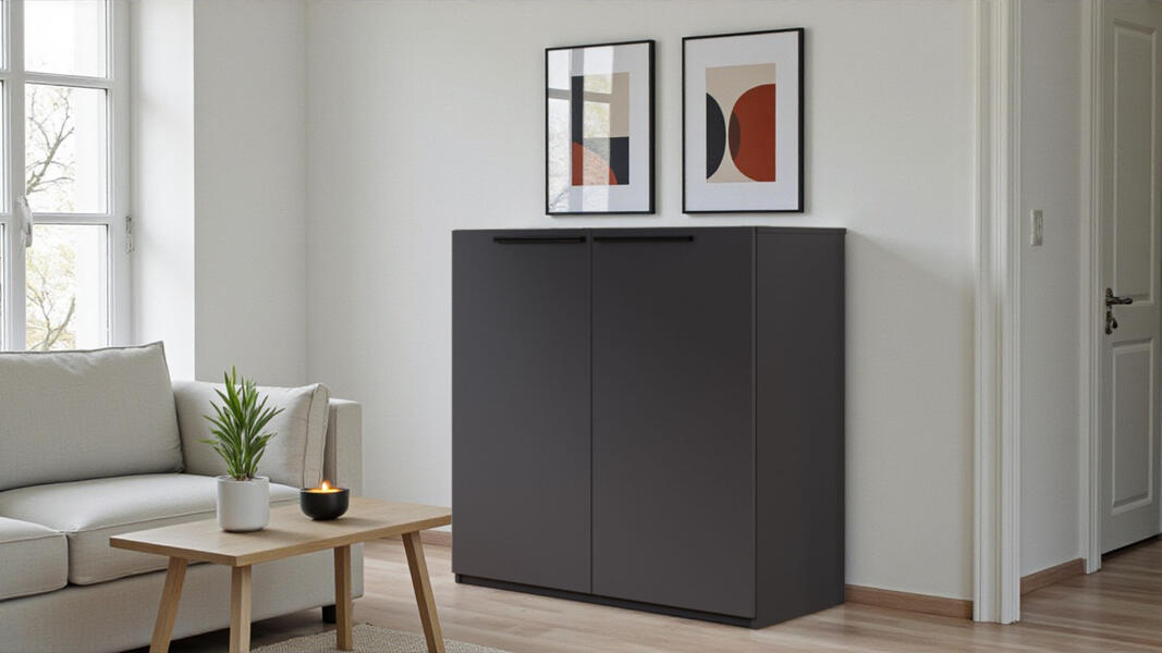 Тумба Лорена Пакс-1 Серый Графит 162 PE 110*44*90 см, Серый   Фиеста