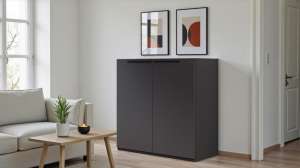 Тумба Лорена Пакс-1 Серый Графит 162 PE 110*44*90 см, Серый   Фиеста