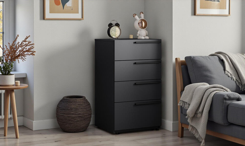 Комод Лорена Пакс-2 Черный 0190 PE 55*44*90 см, Черный   Фиеста