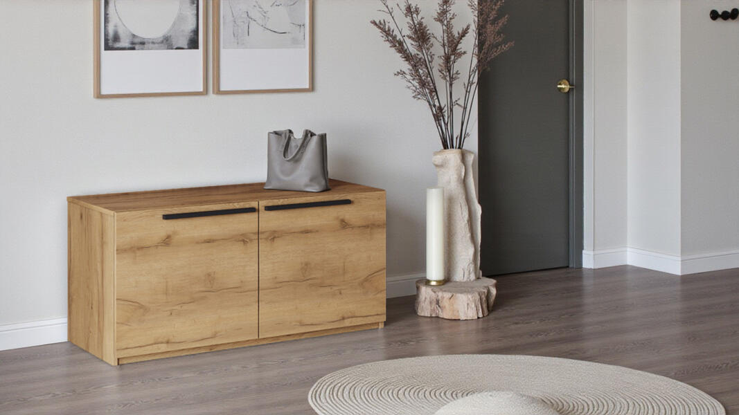 Обувница Лорена Пакс-2 Дуб Золотистый U1148 100*43*48 см, Желтый   Фиеста