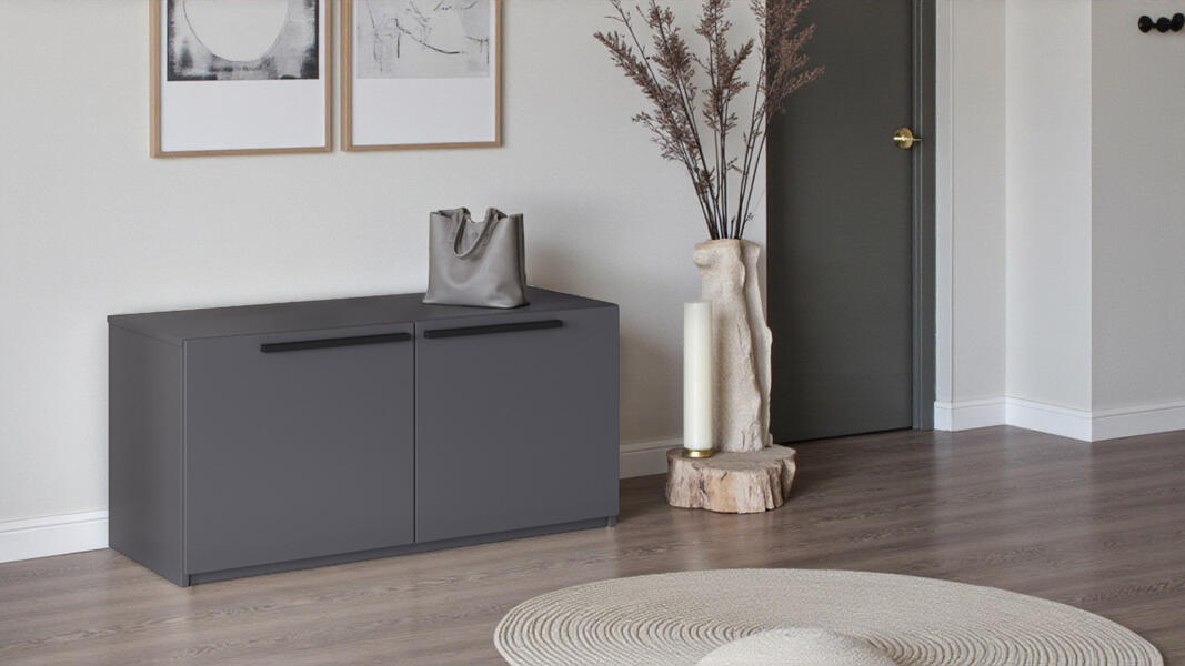 Обувница Лорена Пакс-2 Серый Графит 162 PE 100*43*48 см, Серый   Фиеста