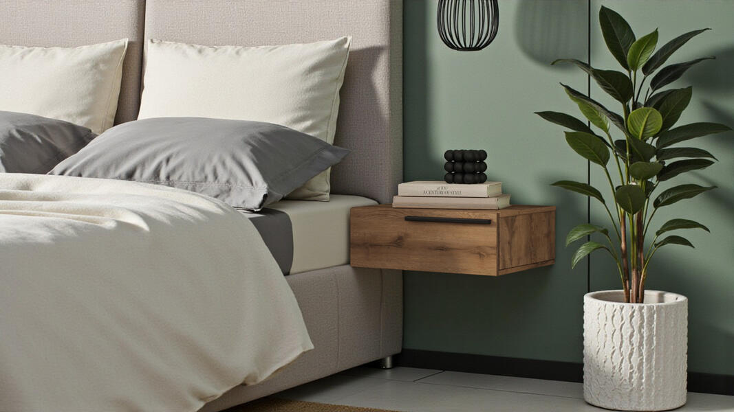 Прикроватная подвесная тумба Лорена Пакс-2 Дуб Табачный U1147 55*42*20 см, Коричневый   Фиеста