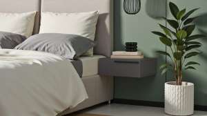 Прикроватная подвесная тумба Лорена Пакс-2 Серый Графит 162 PE 55*42*20 см, Серый   Фиеста