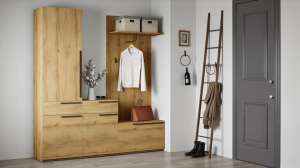 Прихожая Лорена Пакс-2 Дуб Золотистый U1148 200*40*200 см, Желтый   Фиеста