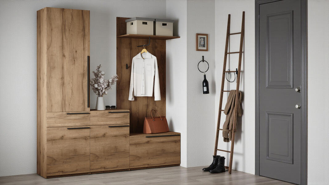 Прихожая Лорена Пакс-2 Дуб Табачный U1147 200*40*200 см, Коричневый   Фиеста