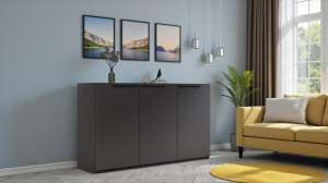 Тумба Лорена Пакс-2 Серый Графит 162 PE 165*44*90 см, Серый   Фиеста