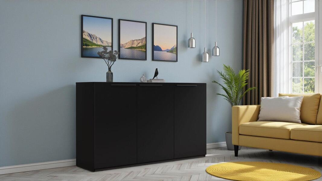 Тумба Лорена Пакс-2 Черный 0190 PE 165*44*90 см, Черный   Фиеста