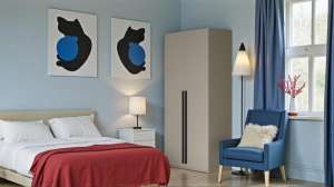 Распашной двухсекционный шкаф Лорена Пакс-2 Кашемир 5981 BS 80*40*200 см, Бежевый   Фиеста