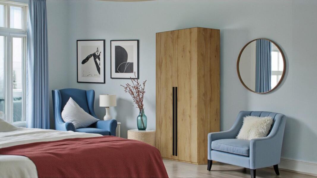 Распашной двухсекционный шкаф Лорена Пакс-2 Дуб Золотистый U1148 80*40*200 см, Желтый   Фиеста