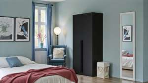 Распашной двухсекционный шкаф Лорена Пакс-2 Черный 0190 PE 80*40*200 см, Черный   Фиеста