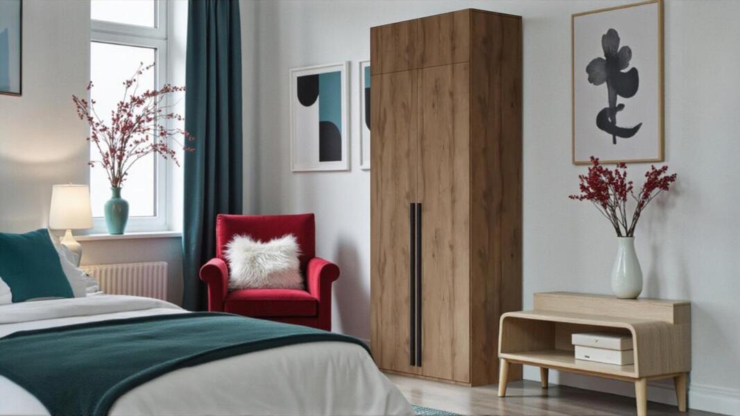 Распашной двухсекционный шкаф Лорена Пакс-2 с антресолью Дуб Табачный U1147 80*40*230 см, Коричневый   Фиеста