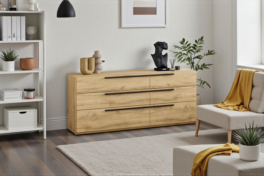 Комод Лорена Пакс-3 Дуб Золотистый U1148 160*44*70 см, Желтый   Фиеста