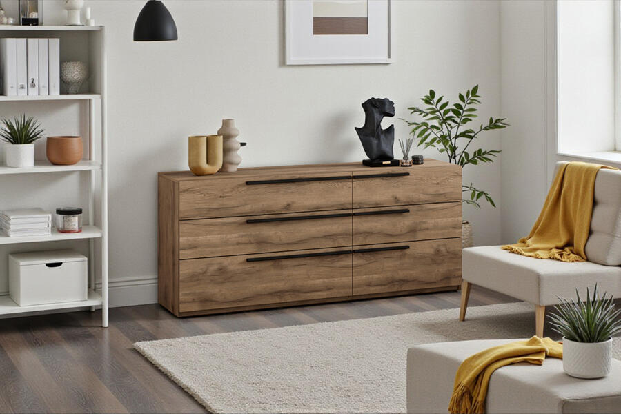 Комод Лорена Пакс-3 Дуб Табачный U1147 160*44*70 см, Коричневый   Фиеста