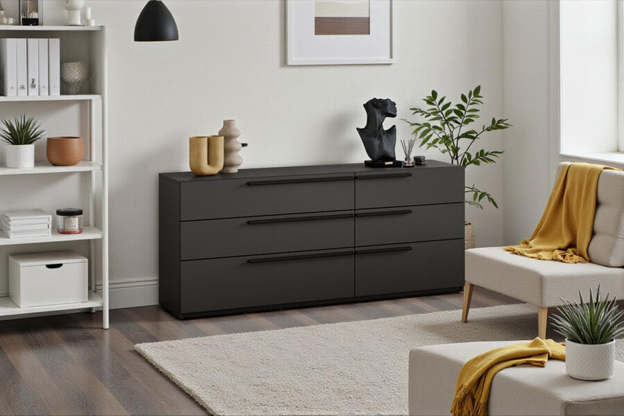 Комод Лорена Пакс-3 Черный 0190 PE 160*44*70 см, Черный   Фиеста