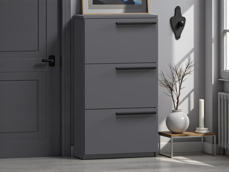 Обувница Лорена Пакс-3 Серый Графит 162 PE 65*30*115 см, Серый   Фиеста