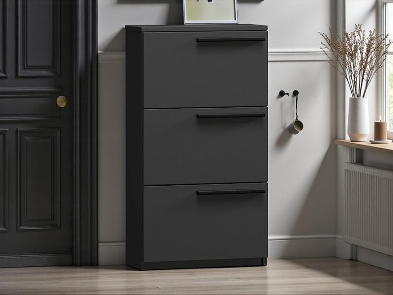 Обувница Лорена Пакс-3 Черный 0190 PE 65*30*115 см, Черный   Фиеста