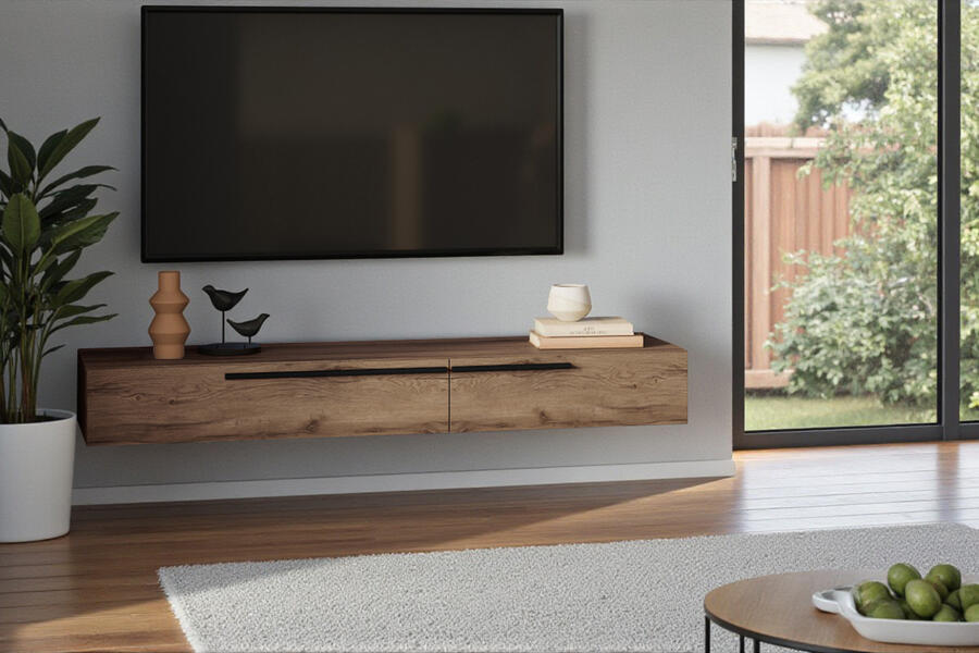 Подвесная ТВ-тумба Лорена Пакс-3 Дуб Табачный U1147 160*43*20 см, Коричневый   Фиеста