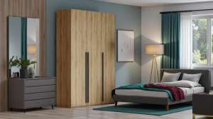 Распашной трехсекционный шкаф Лорена Пакс-3 Дуб Золотистый U1148 120*40*200 см, Желтый   Фиеста