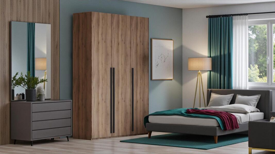 Распашной трехсекционный шкаф Лорена Пакс-3 Дуб Табачный U1147 120*40*200 см, Коричневый   Фиеста