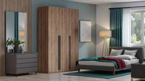 Распашной трехсекционный шкаф Лорена Пакс-3 Дуб Табачный U1147 120*40*200 см, Коричневый   Фиеста