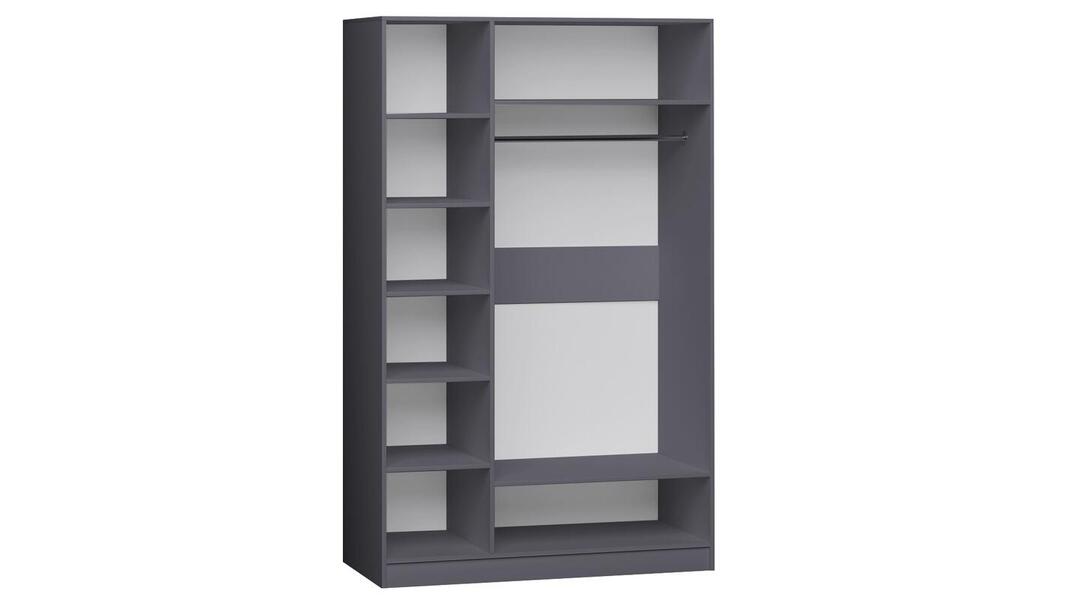 Распашной трехсекционный шкаф Лорена Пакс-3 с антресолью Серый Графит 162 PE 120*40*230 см, Серый   Фиеста