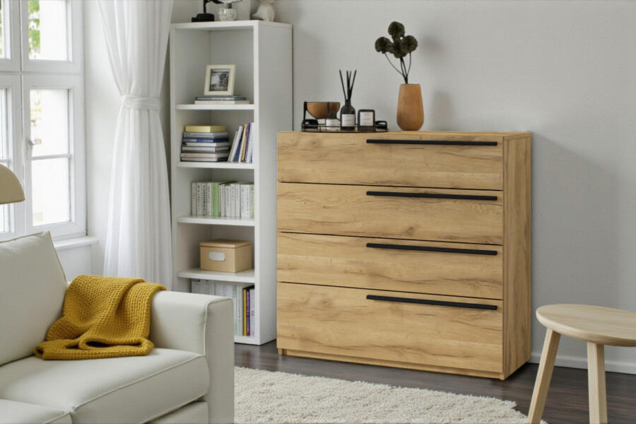 Комод Лорена Пакс-4 Дуб Золотистый U1148 92*44*90 см, Желтый   Фиеста