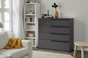 Комод Лорена Пакс-4 Серый Графит 162 PE 92*44*90 см, Серый   Фиеста