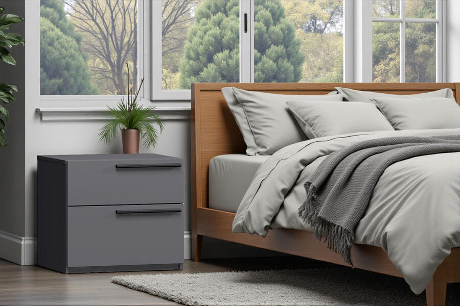 Прикроватная тумба Лорена Пакс-4 Серый Графит 162 PE 55*44*50 см, Серый   Фиеста